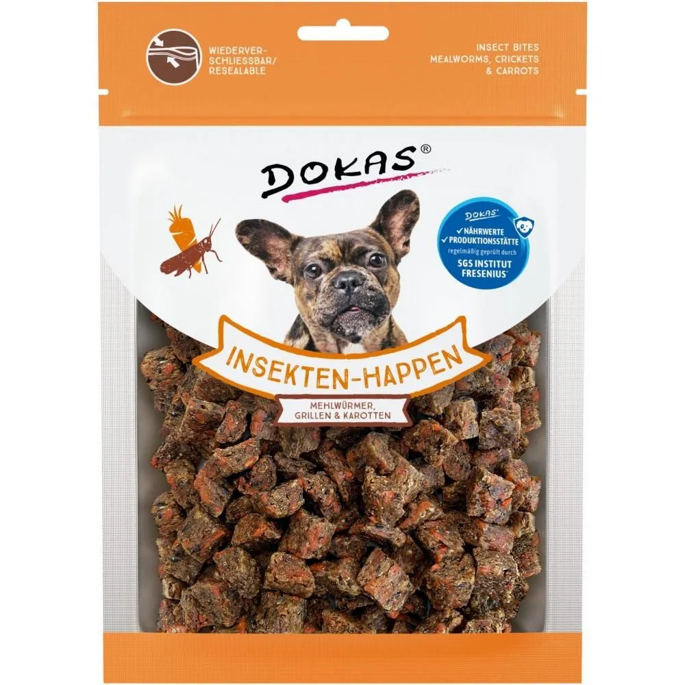 Dokas Insektgodbidder og gulerod 100 g - klimavenlige hundesnacks